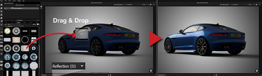 ライトのドラッグ＆ドロップ例