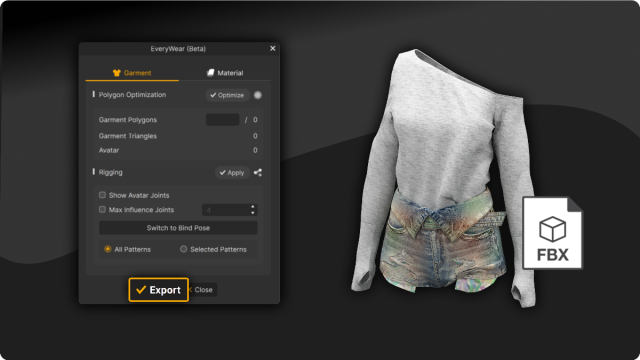 EveryWear FBXエクスポート