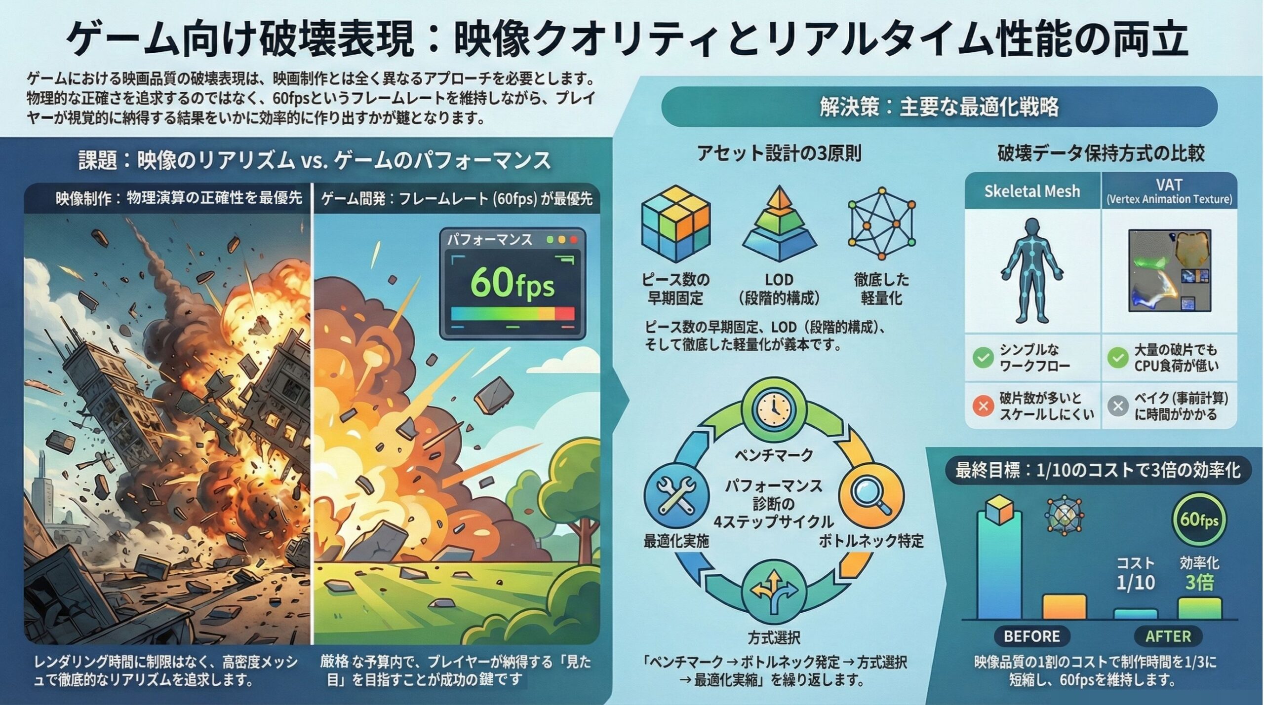 ゲーム向け破壊表現：映像クオリティとリアルタイム性能の両立